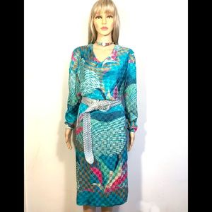 Stunning Vintage 80s Pure Argenti Teal Dress
